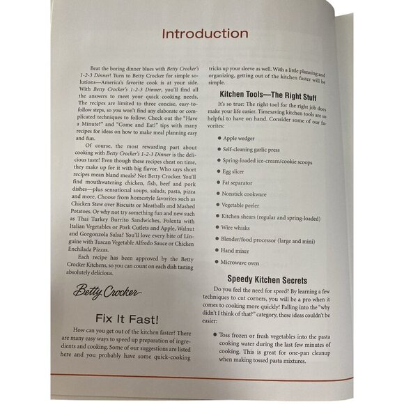 Betty Crockers 1-2-3 Dinner Cookbook: 350 Quick & Delicious Supper Solutions Har - Picture 4 of 9